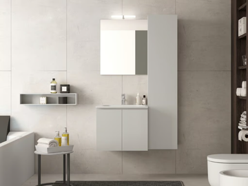 QUB09 - Single wooden vanity unit with doors with cabinets by Gruppo Geromin - view 2